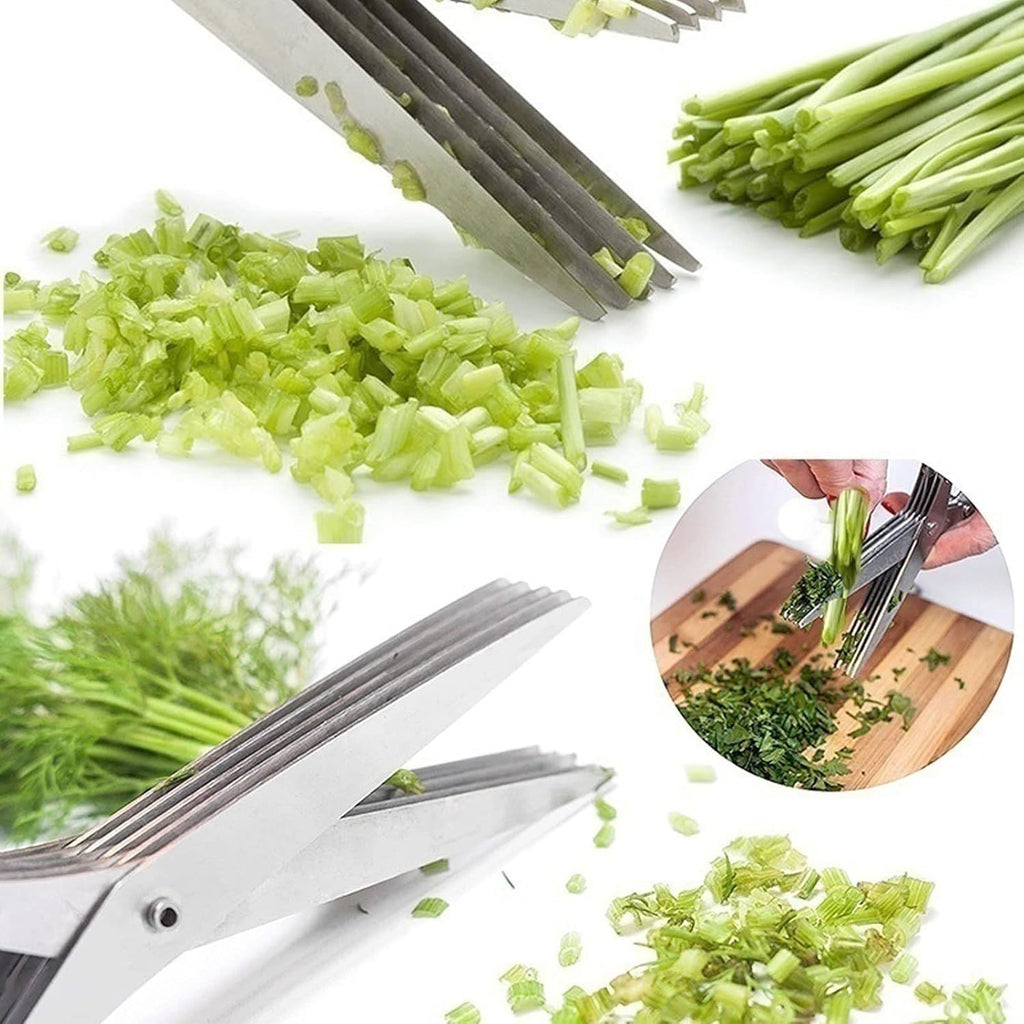 5-Layer Stainless Steel Kitchen Scissors | Multifunctional Herb Cutter