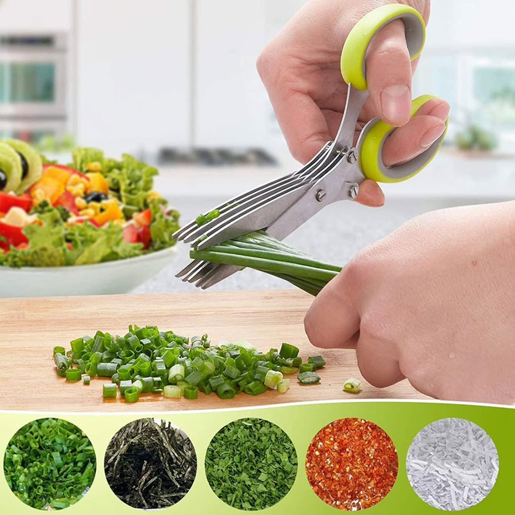 5-Layer Stainless Steel Kitchen Scissors | Multifunctional Herb Cutter