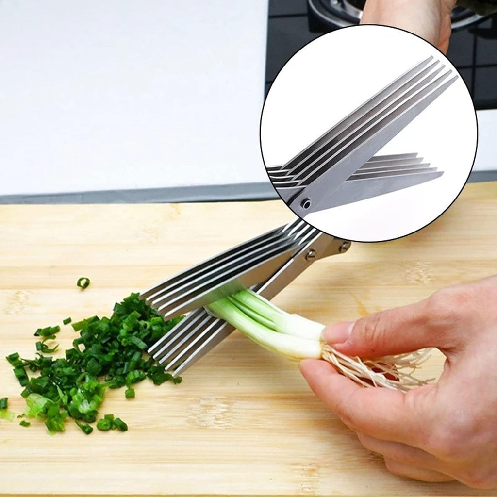 5-Layer Stainless Steel Kitchen Scissors | Multifunctional Herb Cutter