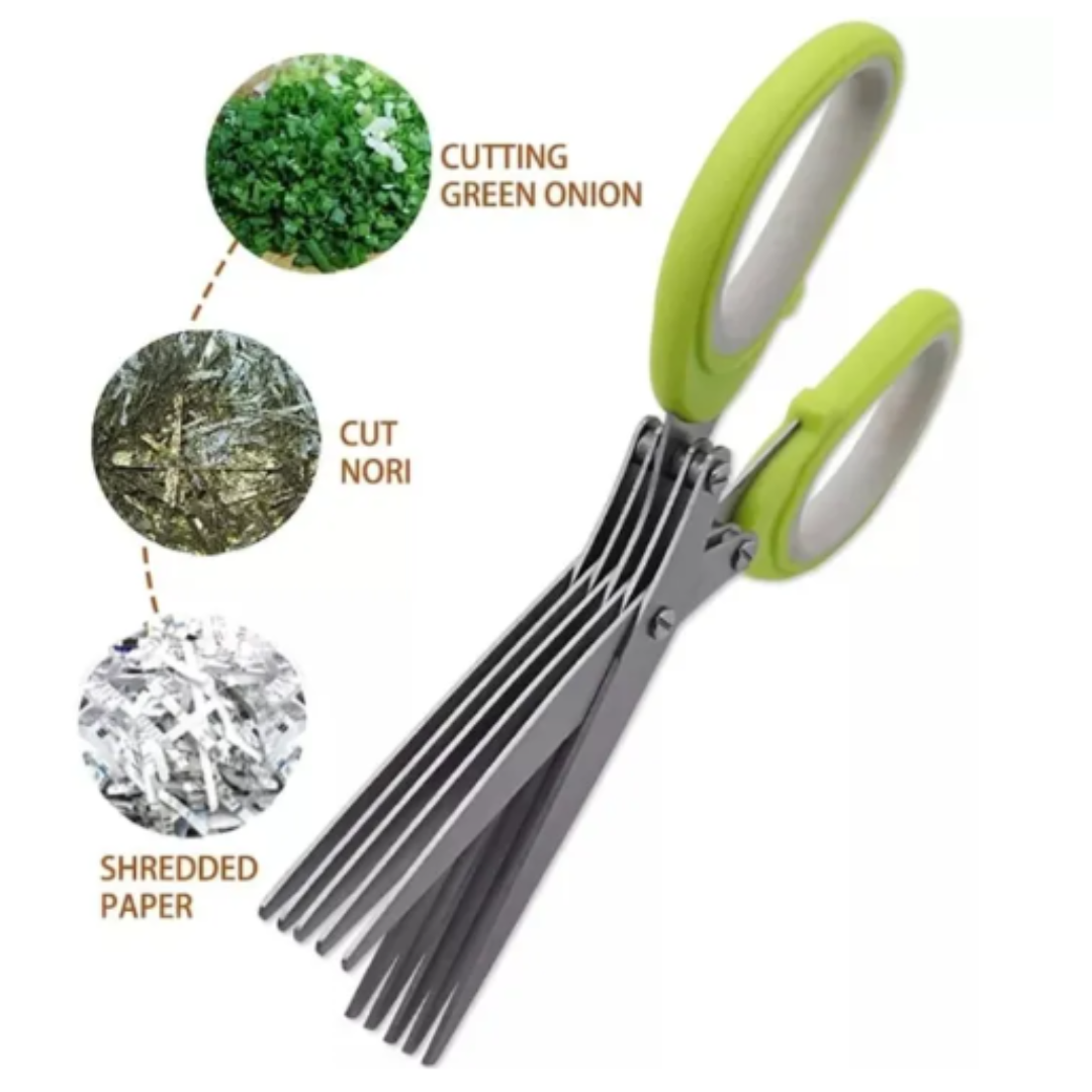 5-Layer Stainless Steel Kitchen Scissors | Multifunctional Herb Cutter